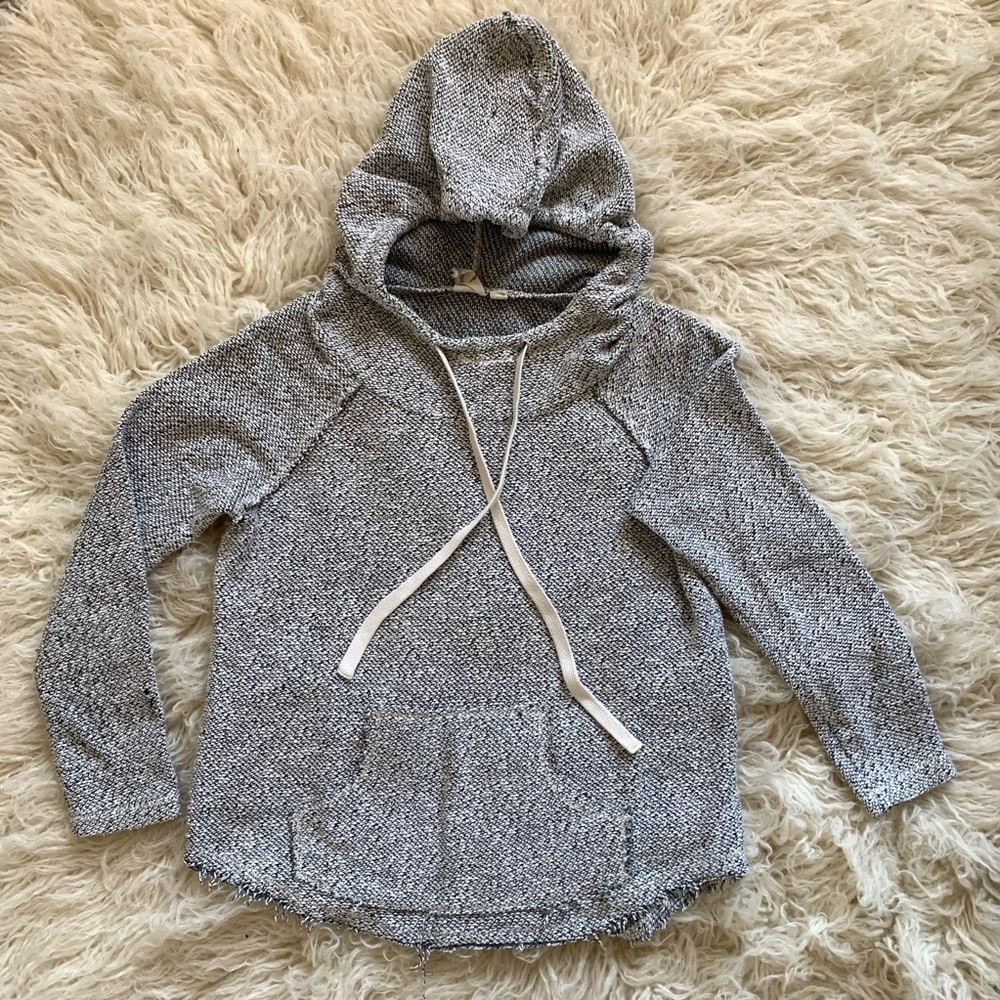 Raw Edge Hooded Poncho Sweatshirt